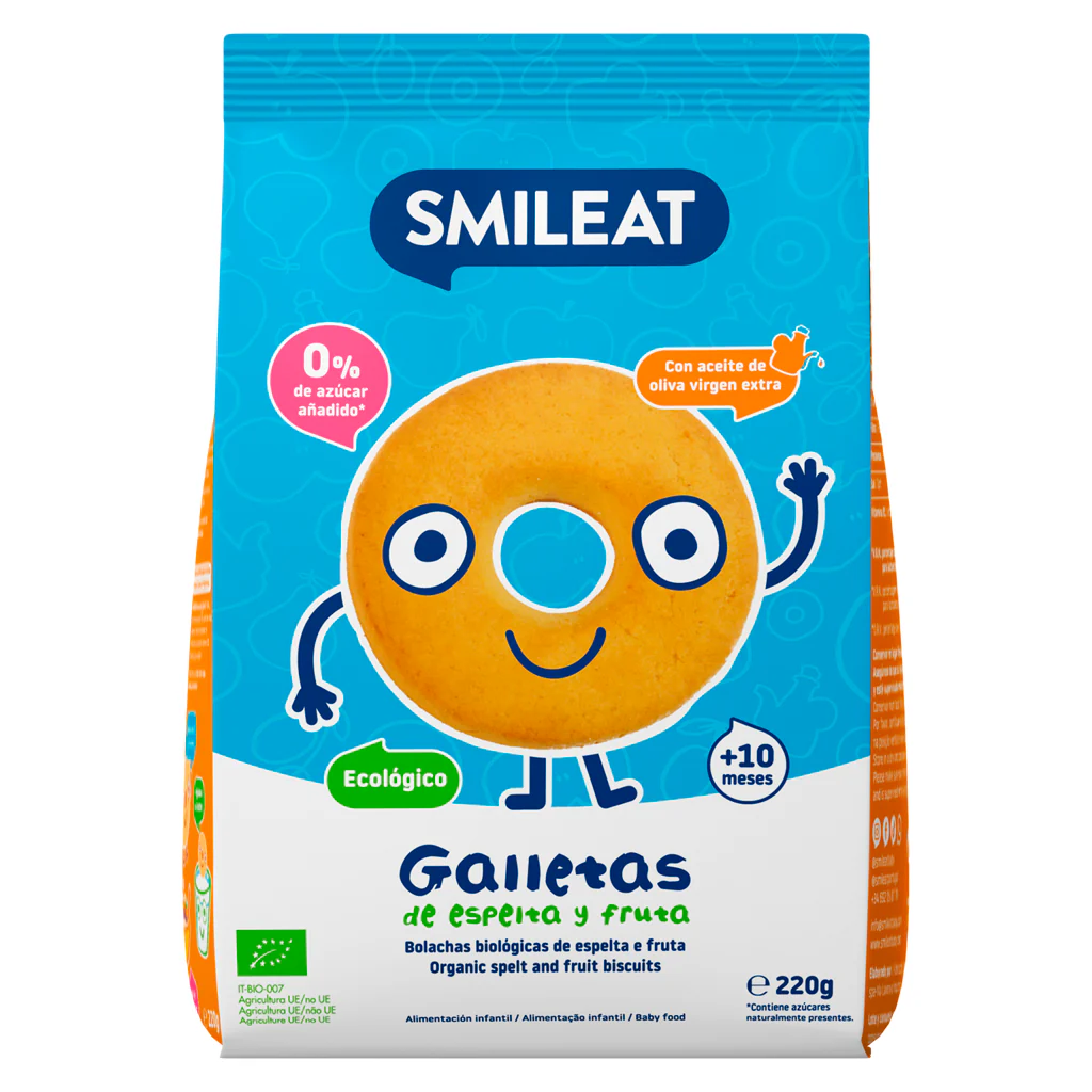 Biscuits pour enfants ECO à l'épeautre et à la pomme Smileat, 220 g