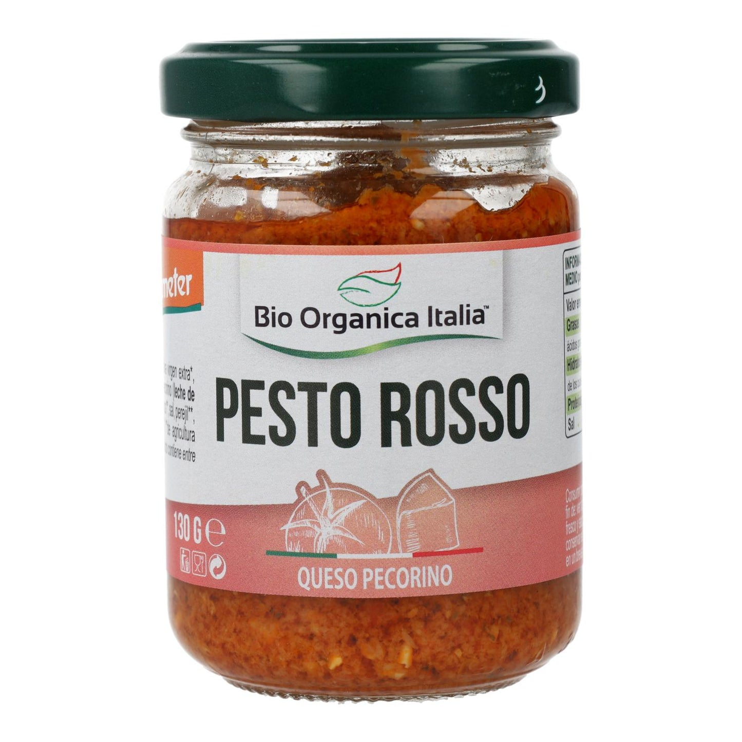 Pesto Rosso aus sonnengetrockneten Tomaten mit Pecorino und Mandeln, Demeter Bio, Italien, 130 g