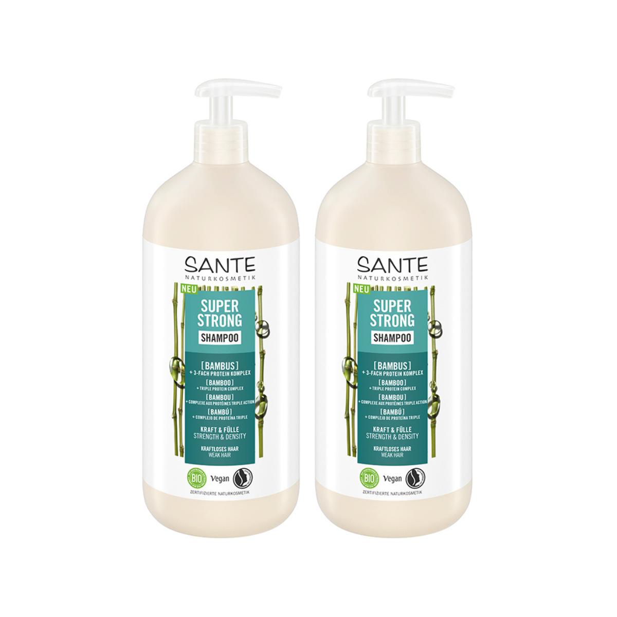 Pack of 2x Sante super strong bamboo shampoo 950 ml