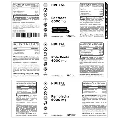 Hivital Beetroot 6000 mg, 180 vegan capsules