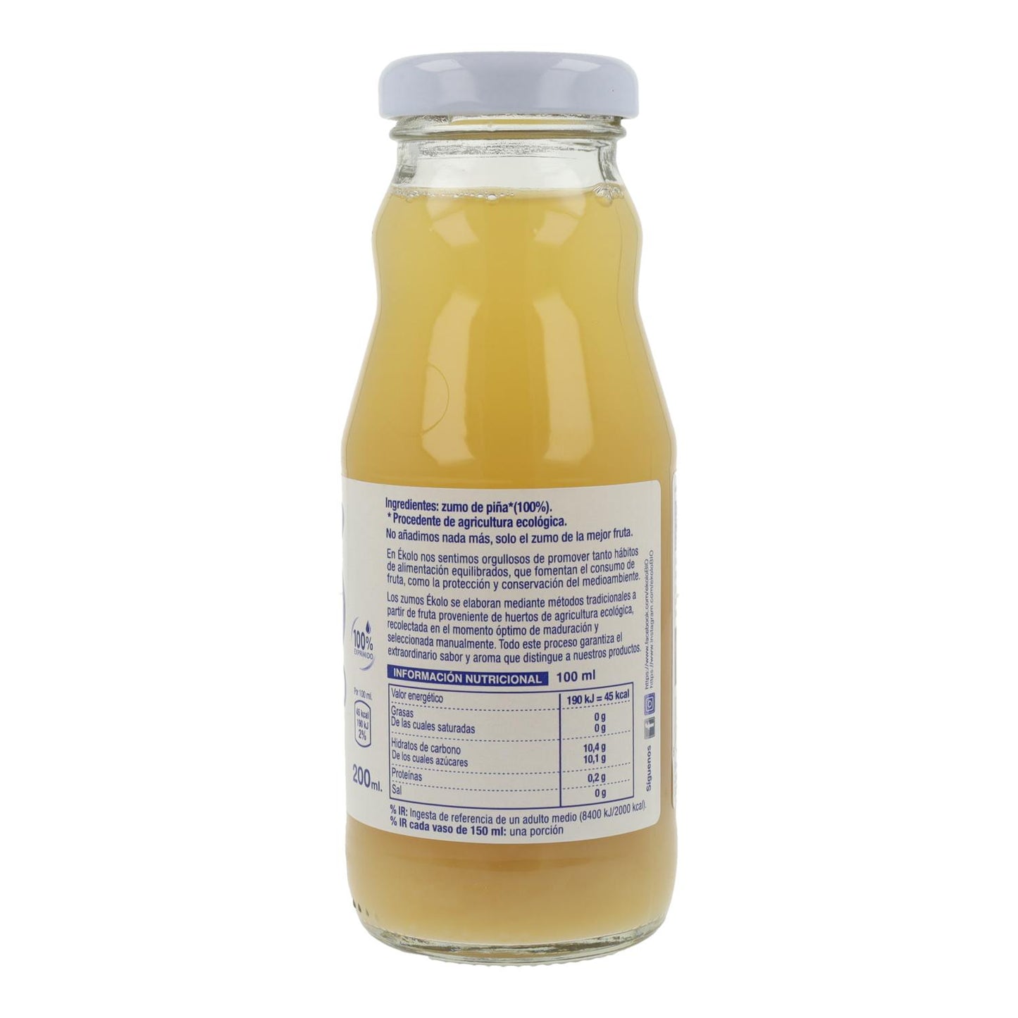 Jus d'ananas 100 % bio, fraîchement pressé, Ékolo, 750 ml