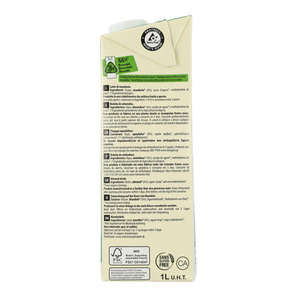 Lot de 6 bouteilles de boisson bio EcoMil aux amandes, sucrée au sirop d'agave, 1 L