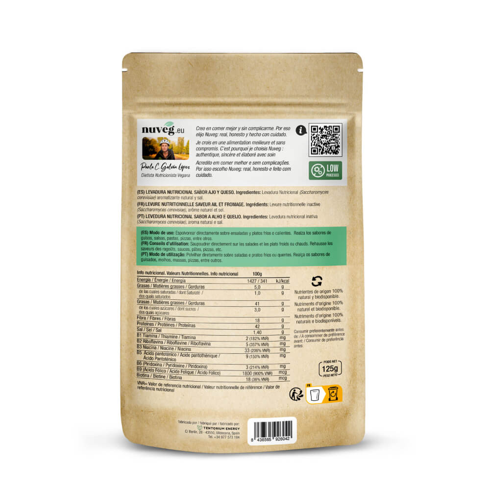 Nährhefe mit Knoblauch- und Käsegeschmack Nuveg 125 g