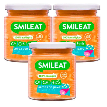 Promo 3 pots de riz à la dinde et aux légumes bio CA CHI TOS Smileat 230 g