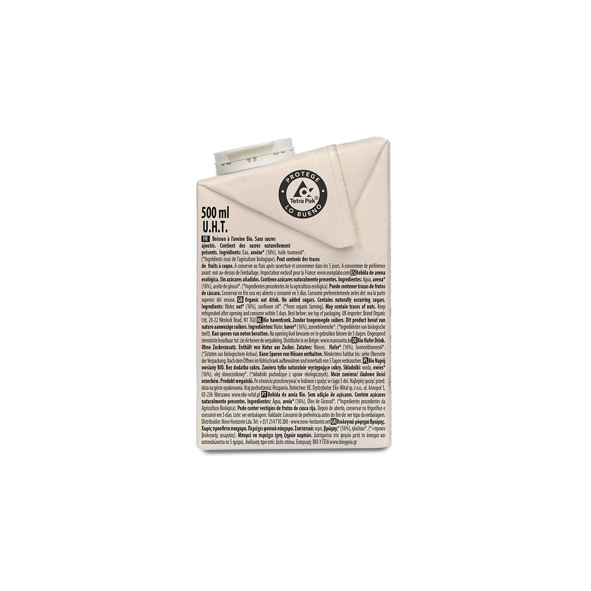 Boisson végétale à l'avoine sans sucre bio ECOMIL 500 ml