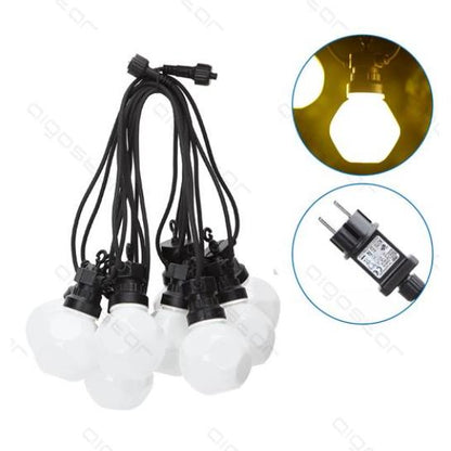 LED-girland med 10 genomskinliga lampor i varmvitt, 8 m, för inomhus- och utomhusbruk