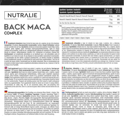 Nutralie Complexe de maca noire andine + vitamines B6 + B12, 120 gélules