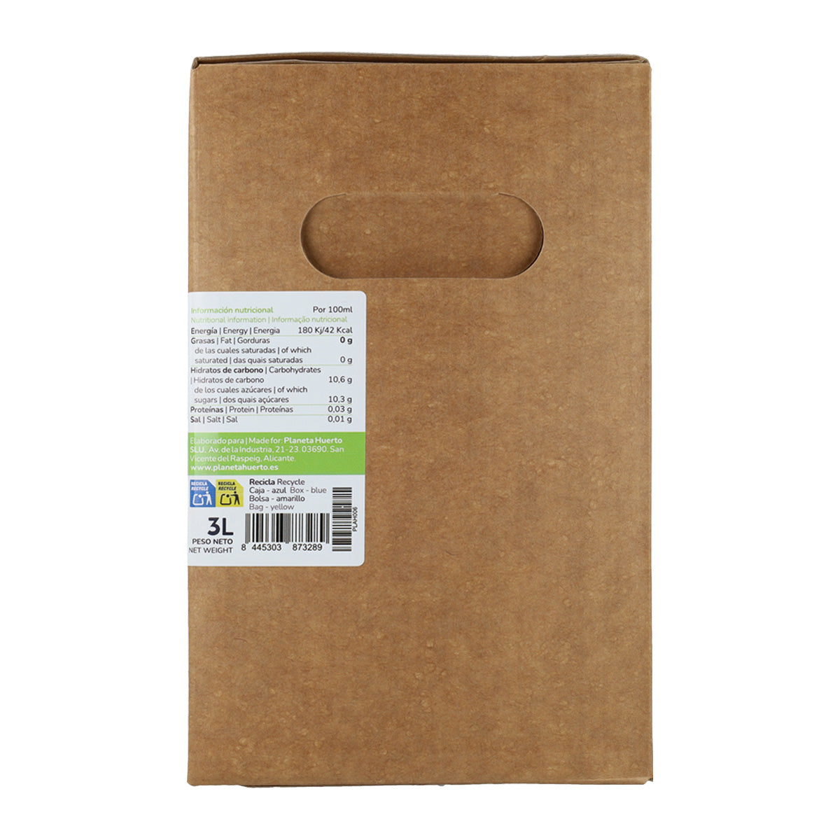 100% fruit pressed apple juice Eco Bag in Box Planeta Huerto 3 L