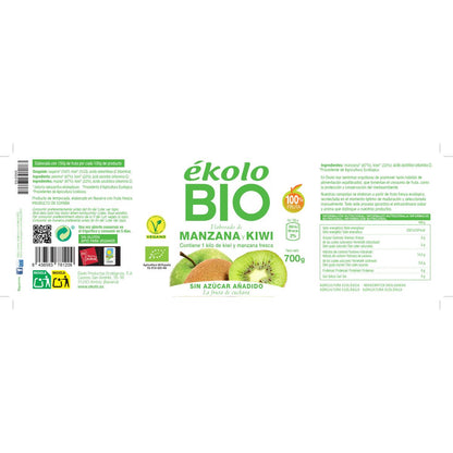 Hergestellt aus Bio-Äpfeln und -Kiwis, ohne Zuckerzusatz. Ékolo 700 g