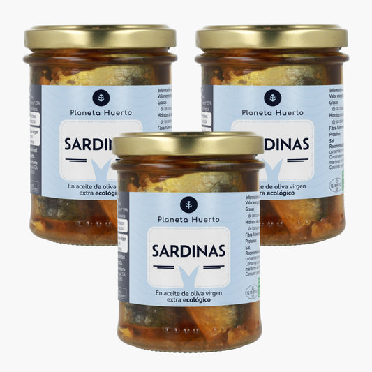 Opakowanie 3x Sardynki w oliwie z oliwek ECO Planeta Huerto 190 gr