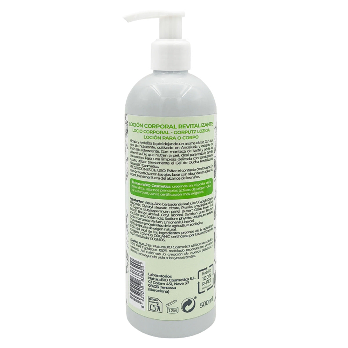 Lozione corpo rivitalizzante al limone e aloe bio Naturabio 500 ml