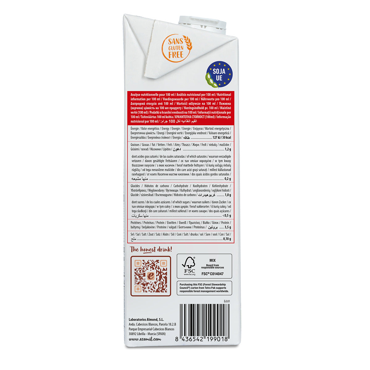 Bevanda di soia senza zucchero Ecomil Bio 1 L