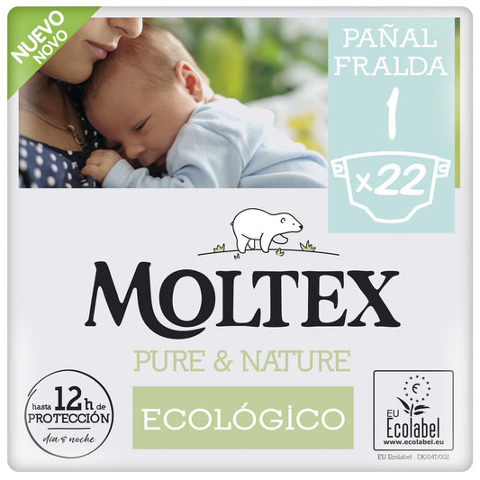Couches T1 (2-5 kg) Moltex Pure & Nature, 22 unités