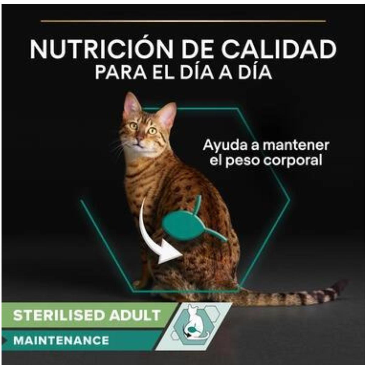 Pro Plan Adult Sterilisiertes Alleinfuttermittel für Katzen mit Huhn und Rind in Soße, Purina Beutel, 10 x 85 g
