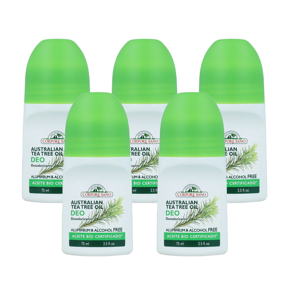 5-pack roll-on-deodorant med tea tree Corpore Sano 75 ml