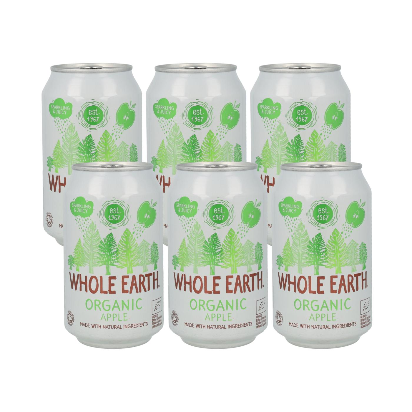 Packung mit 6 Whole Earth Bio-Apfelgetränken, 330 ml.