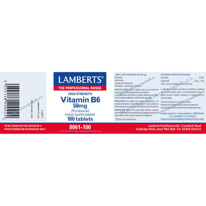 Vitamin B6 100 tabletter à 50 mg, Lamberts