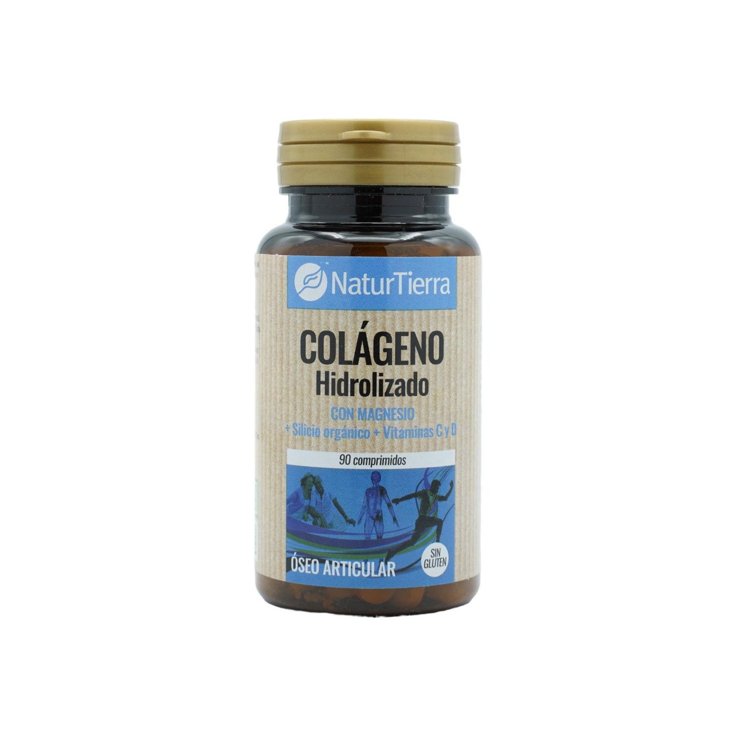Collagene idrolizzato con magnesio + silicio organico + calcio + vitamine C e D, 90 compresse. NaturTierra