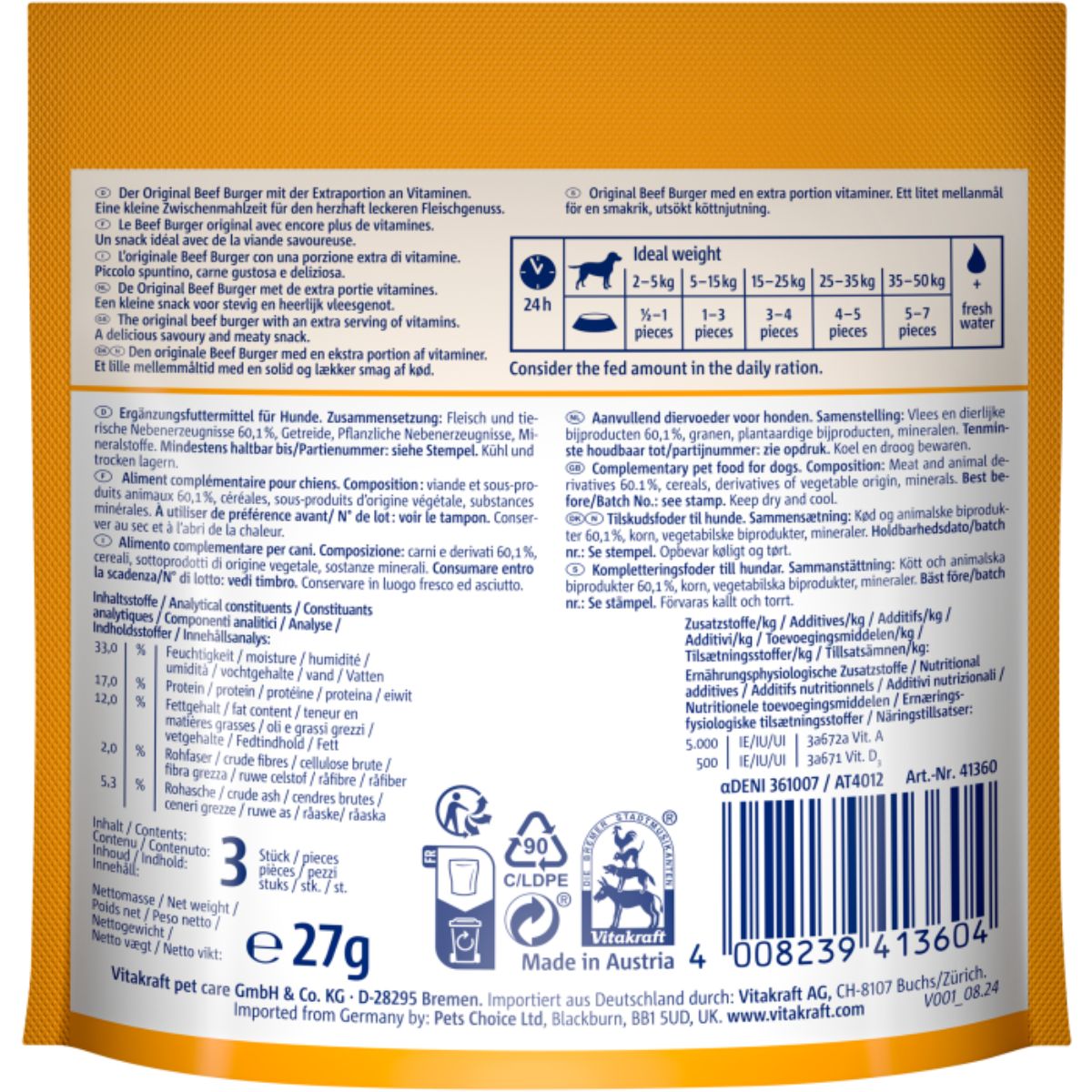 Vitakraft Beef Burger 3 unités