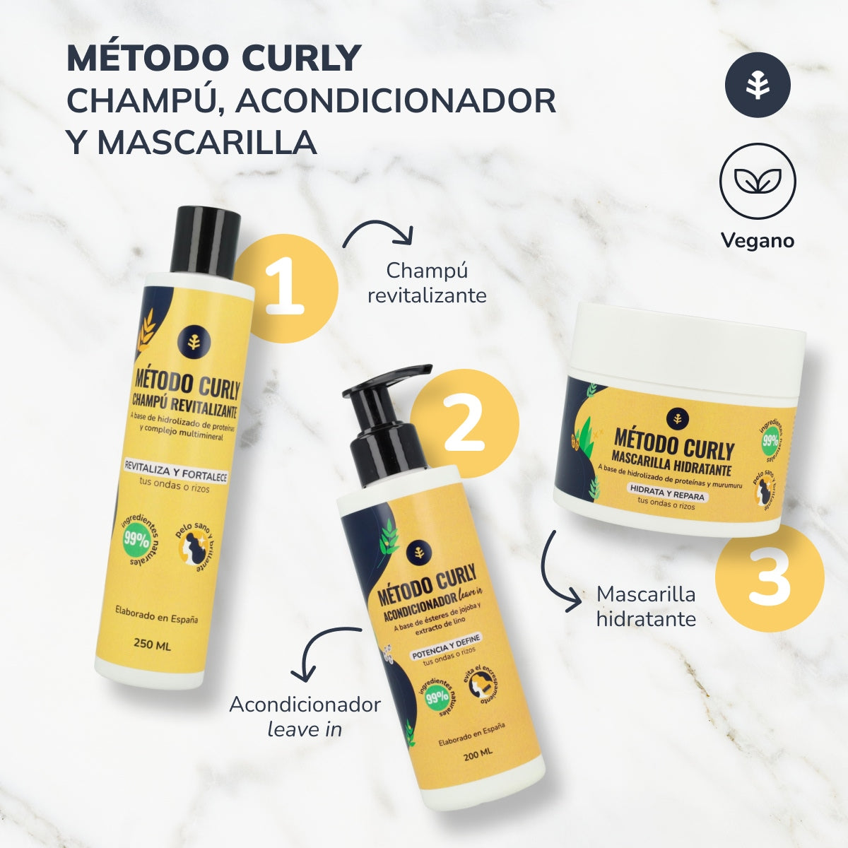 Krullen Methode Pakket: shampoo, masker en leave in Planeta Huerto