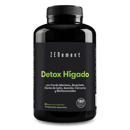 Detox fegato con cardo mariano + carciofo + tarassaco + acerola + curcuma e bioflavonoidi Zenement,  180 compresse