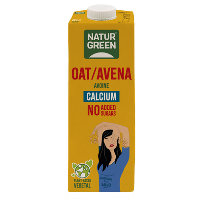 Pack of 6 Naturgreen Oat Drink with Calcium, no added sugar, 1 litre