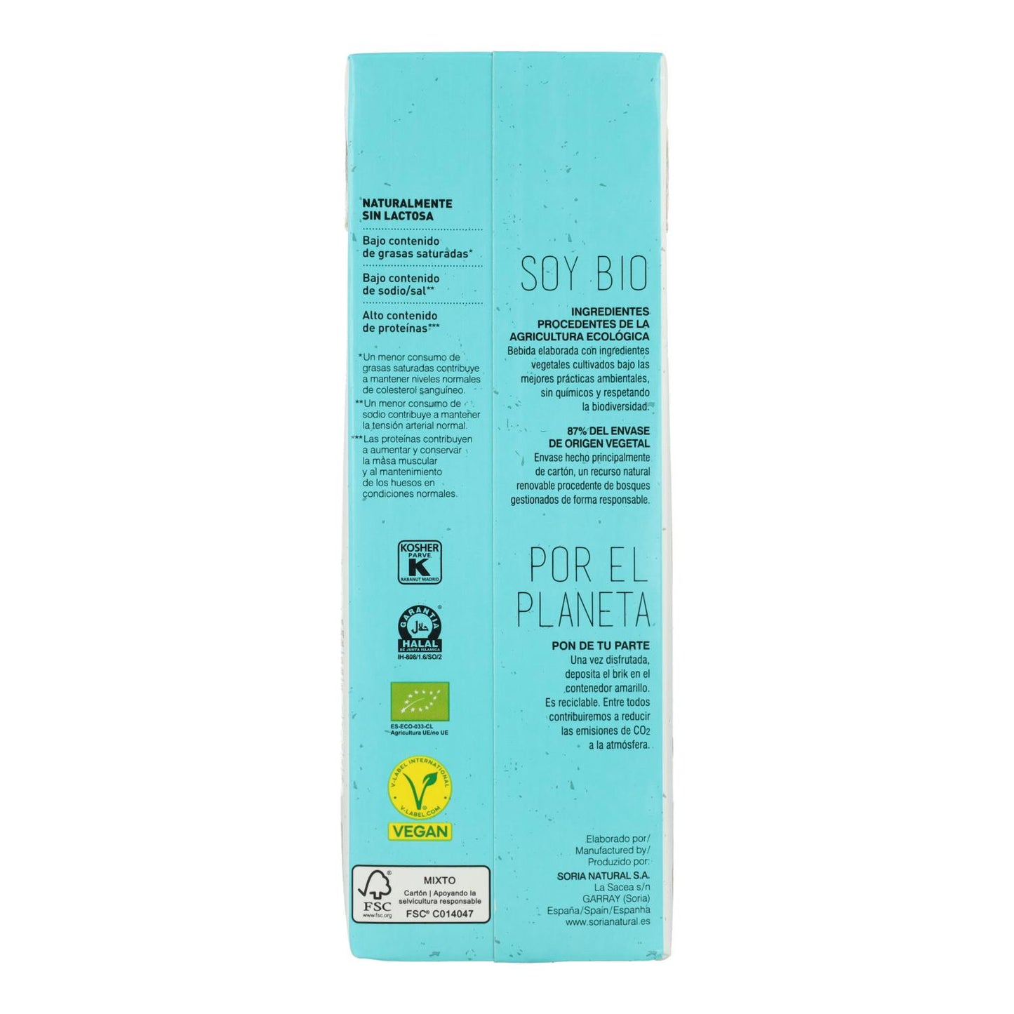 Pack 6 L Boisson au soja ECO Soria Natural 1L
