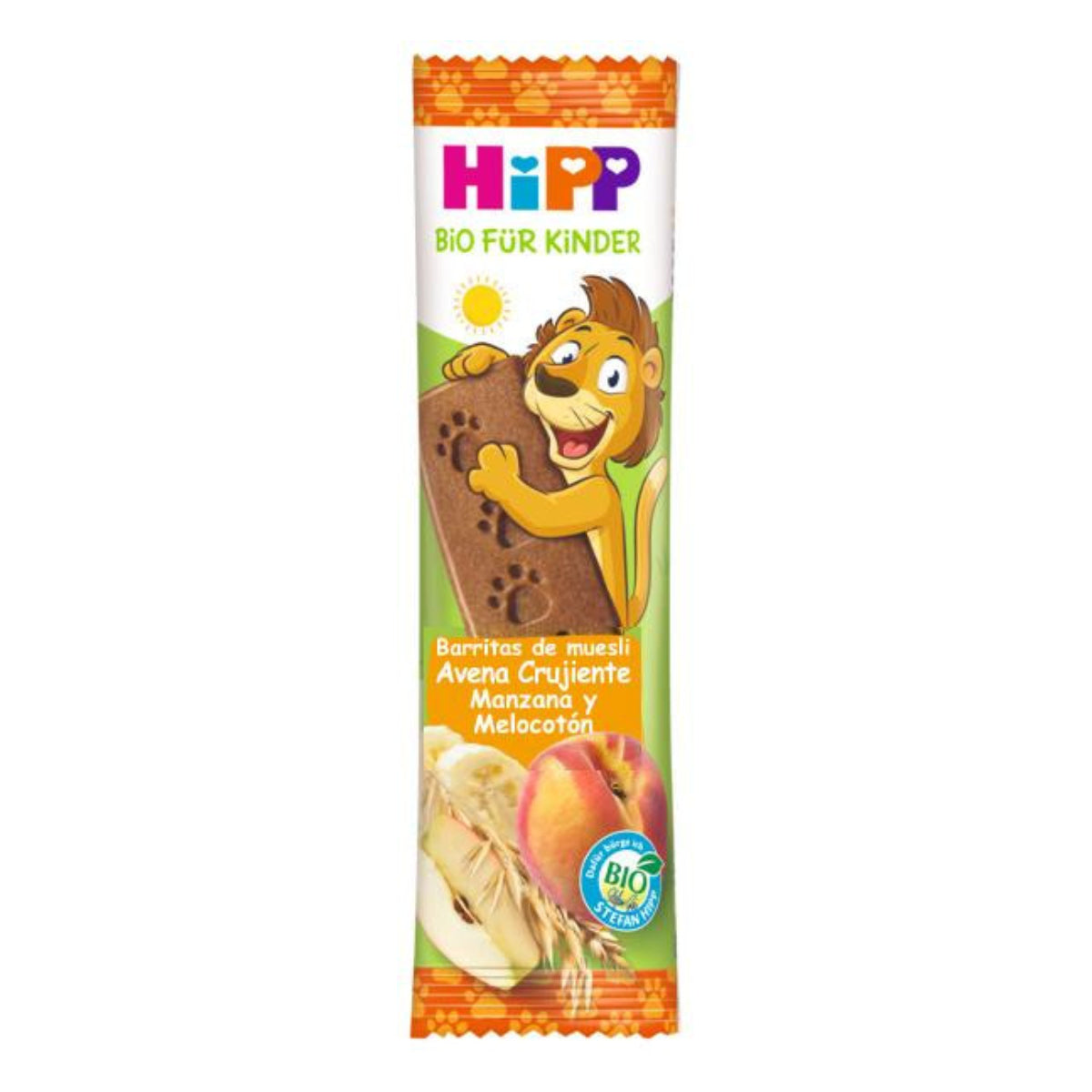 Barretta muesli per bambini con avena croccante, mela e pesca Hipp 3 pezzi da 20 g
