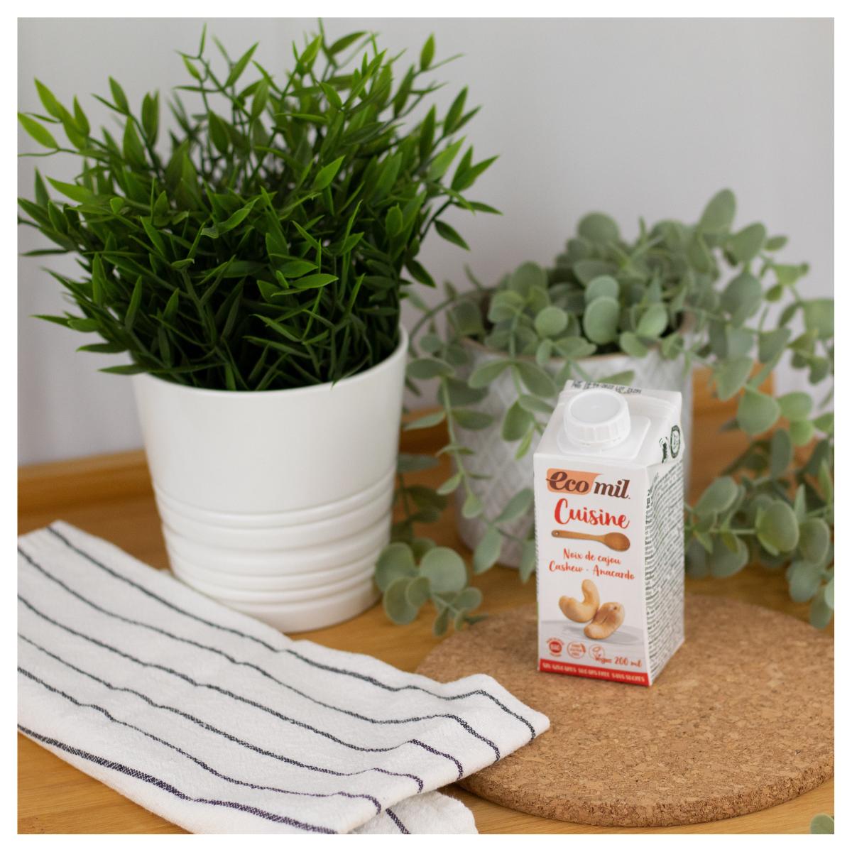 Crème végétale à la noix de cajou sans sucre Bio Cuisine Ecomil 200 ml