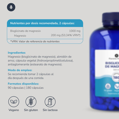 Confezione 2xMagnesio bisglicinato 500 mg Planet Orchard 180 capsule