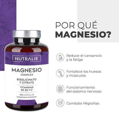 Nutralie Magnésium avec bisglycinate et citrate 120 gélules