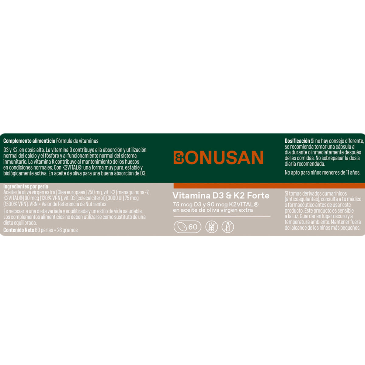 Witamina D3 & K2 Forte Bonusan, 60 kapsułek