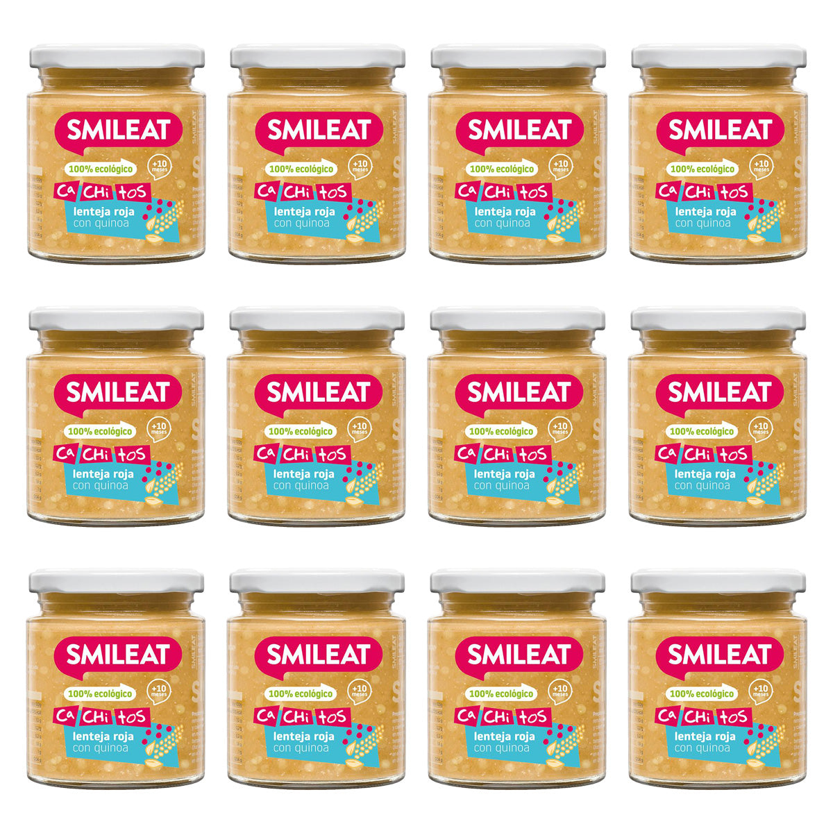 12-pack burkar med ekologiska linser och quinoa CA CHI TOS Smileat 230 g