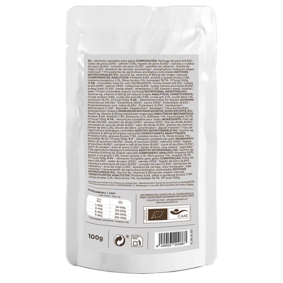 Barf Michi Mimos Organic Wet Cat Food (Turkey and Salmon) Puromenu 100 g