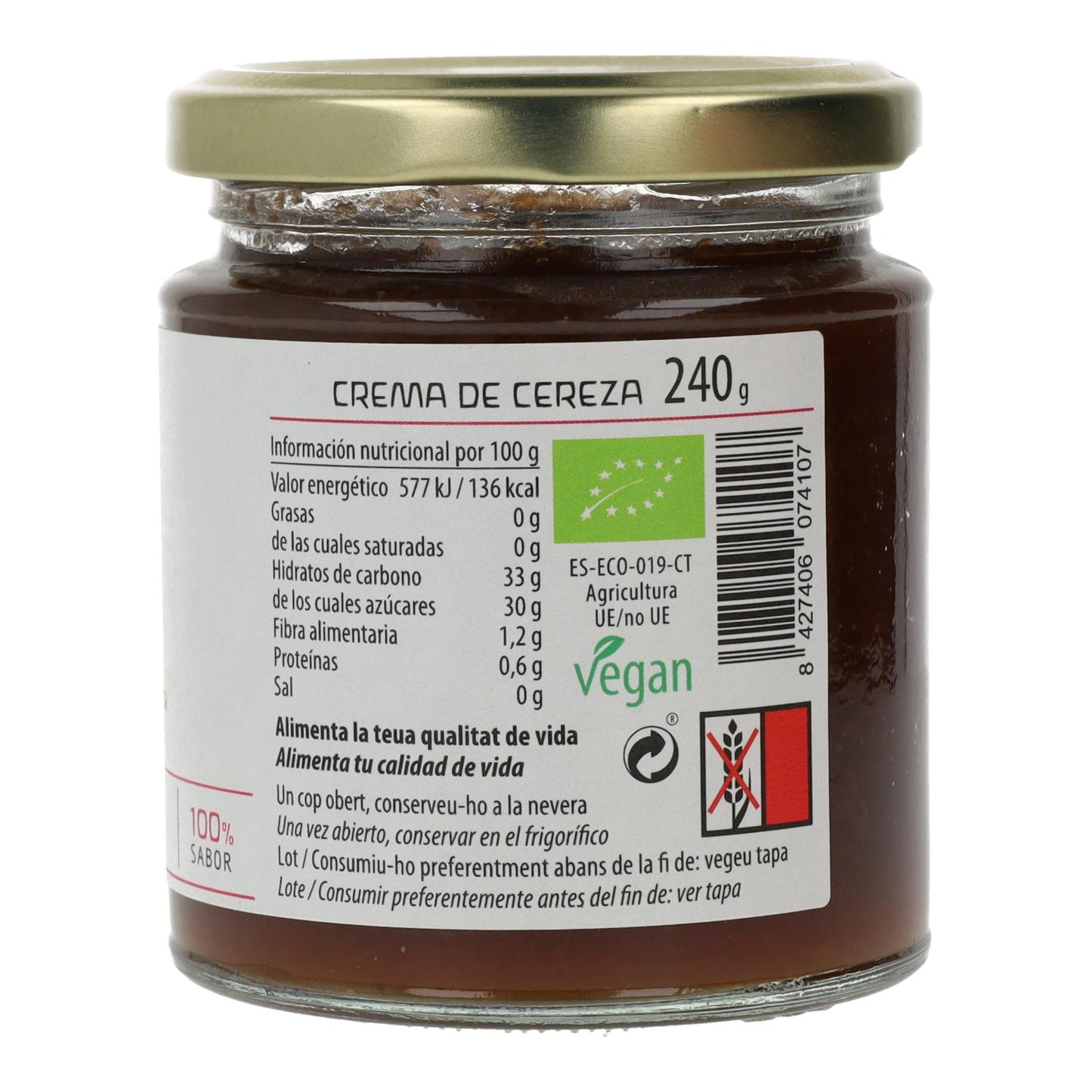 Confiture de cerises ECO Cal Valls, 240 g