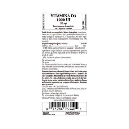 Vitamine D3 1000 IE, 100 capsules van 25 μg