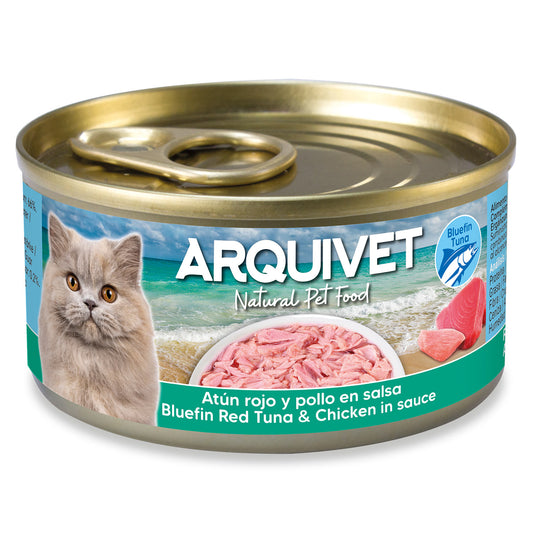 Atún rojo y pollo en salsa Arquivet 80 g Comida húmeda para gatos