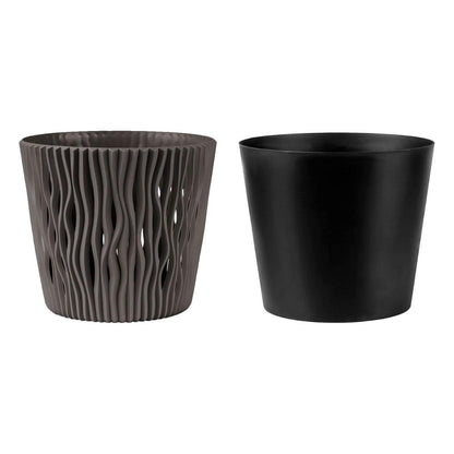 Pot Duna avec insert gris taupe D 16 x 14