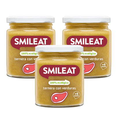 PROMO 3x BIO-burk med kalvkött och grönsaker +6 månader Smileat 230 g