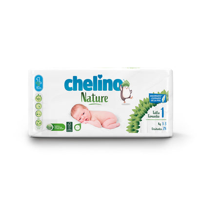 Pack 6 couches T1 1-3 kg Chelino Nature 28 unités