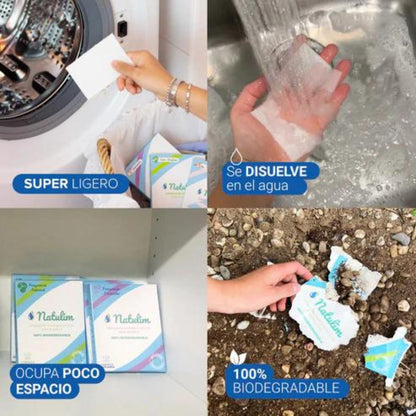 Lot de 2 bandes de lessive écologiques, sans parfum, Natulim, 40 lavages