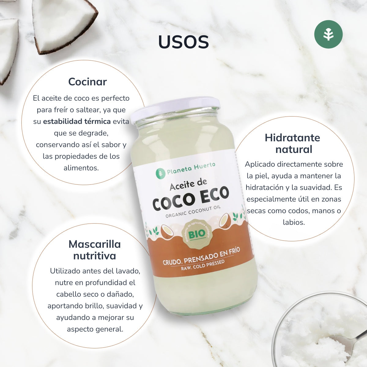 Aceite de coco ECO Planeta Huerto 860 ml