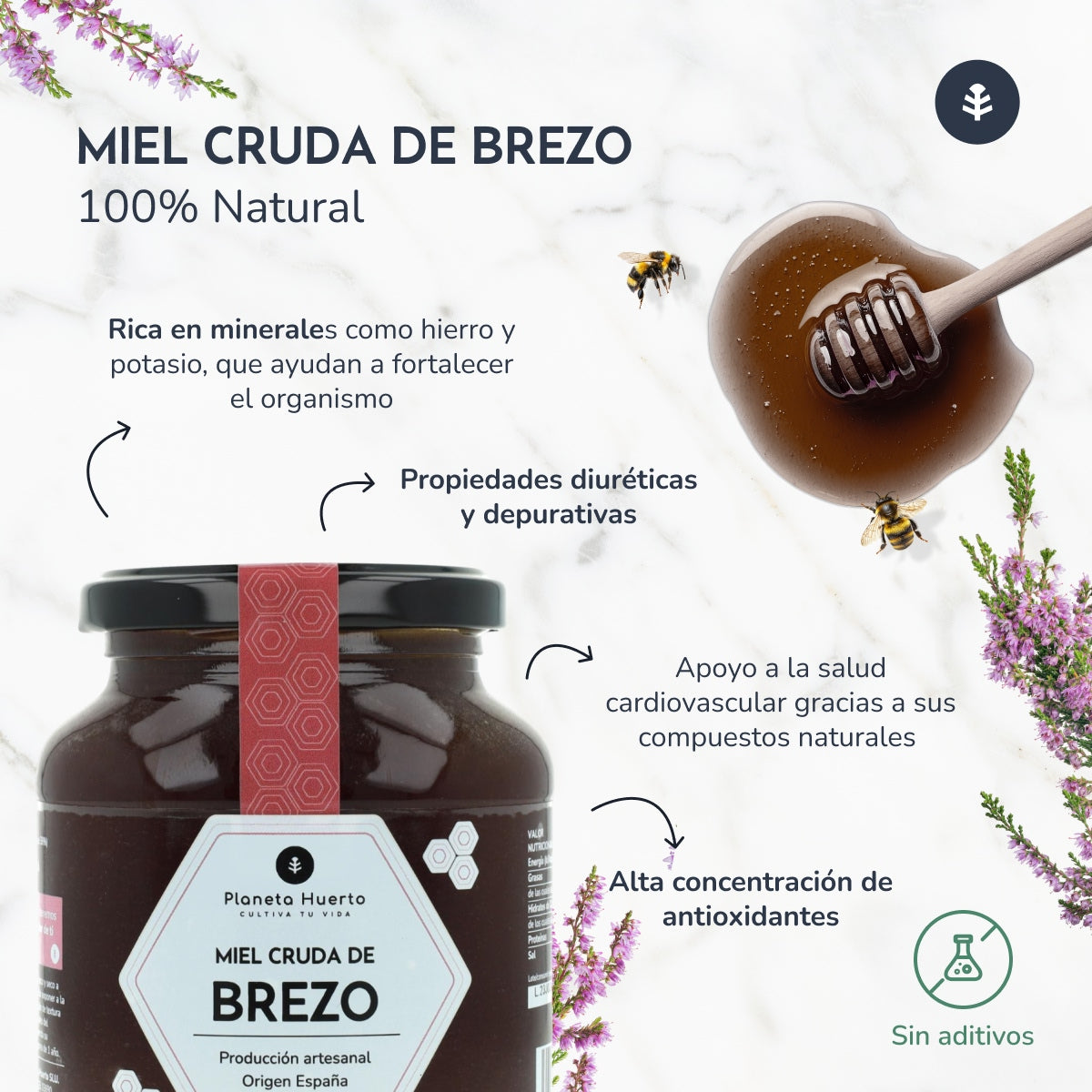 Raw Heather Honey Planeta Huerto 500 g