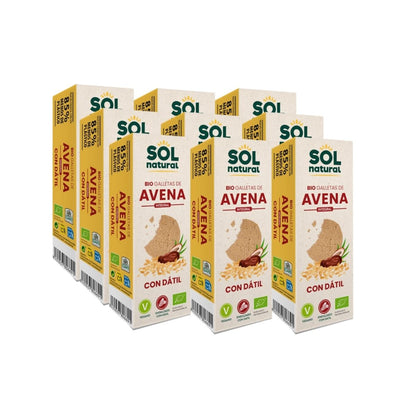 Pakket 9x Volkoren havermoutkoekjes gezoet met biologische dadels Sol Natural 170 g
