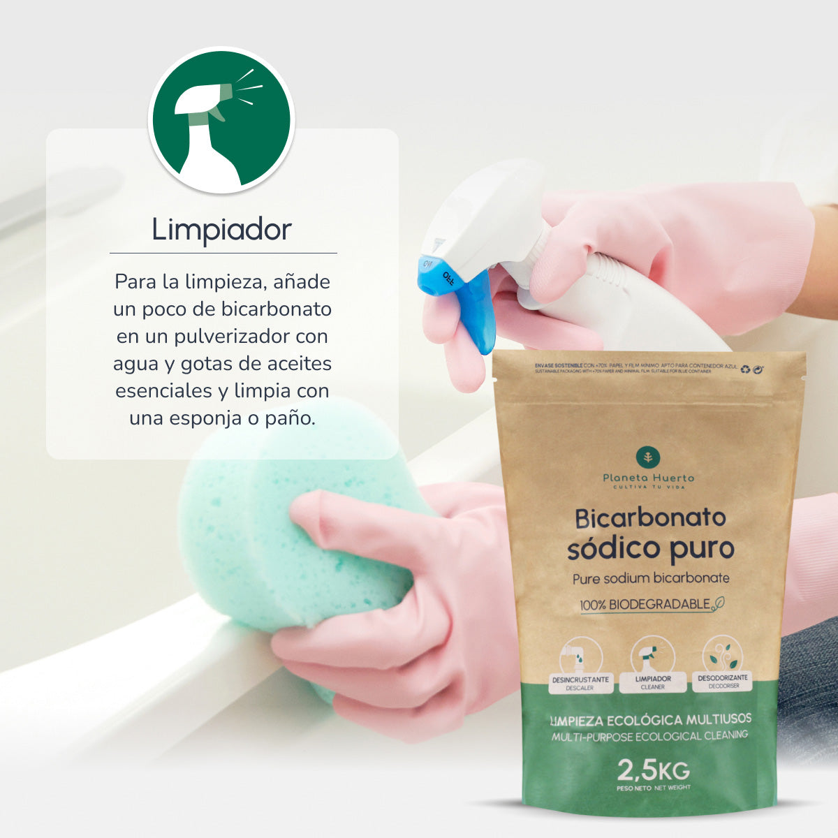 Förpackning 3xBikarbonat av soda Planeta Huerto 1 Kg