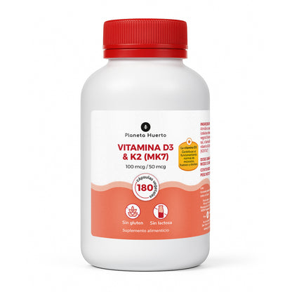 Vitamine D3 & K2 Mk7 Planeta Huerto 180 Capsules