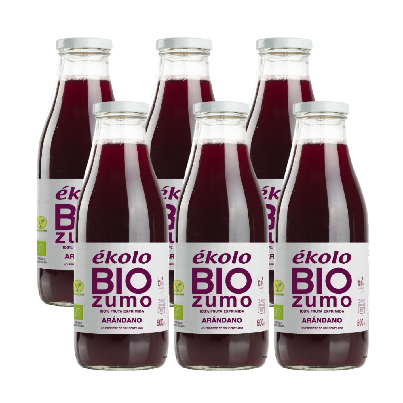 6er-Pack 100 % biologischer Cranberrysaft ékolo 500 ml