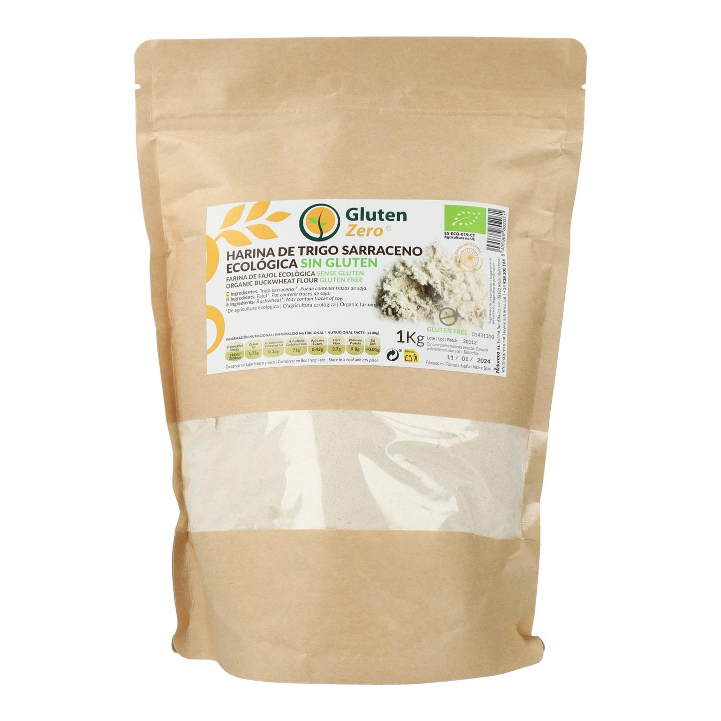 Glutenfri bovetemjöl 1 kg Gz Gluten Zero