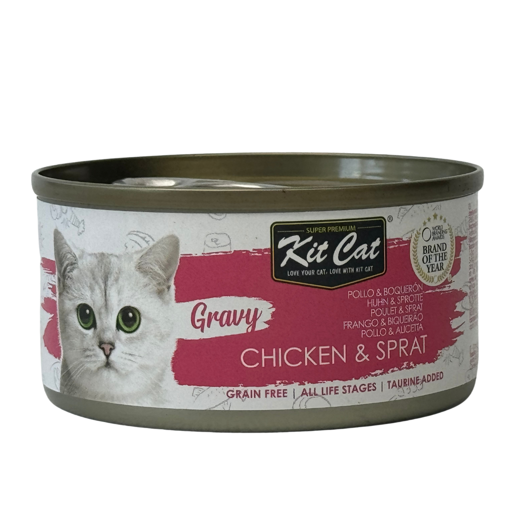 Kit Cat Lata Gravy - Pollo & Acciughe 70 g Cibo umido per gatti in salsa