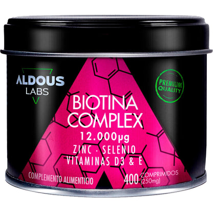 Biotina con Zinc, Selenio, Vitamina D3 y Vitamina E, 400 comp. Aldous Labs